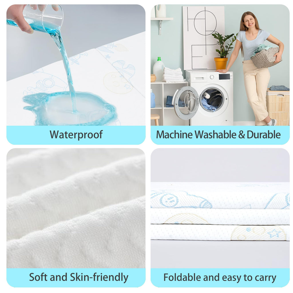 Trifold Portable Pack and Play Mattress Pad with Washable Cover J346