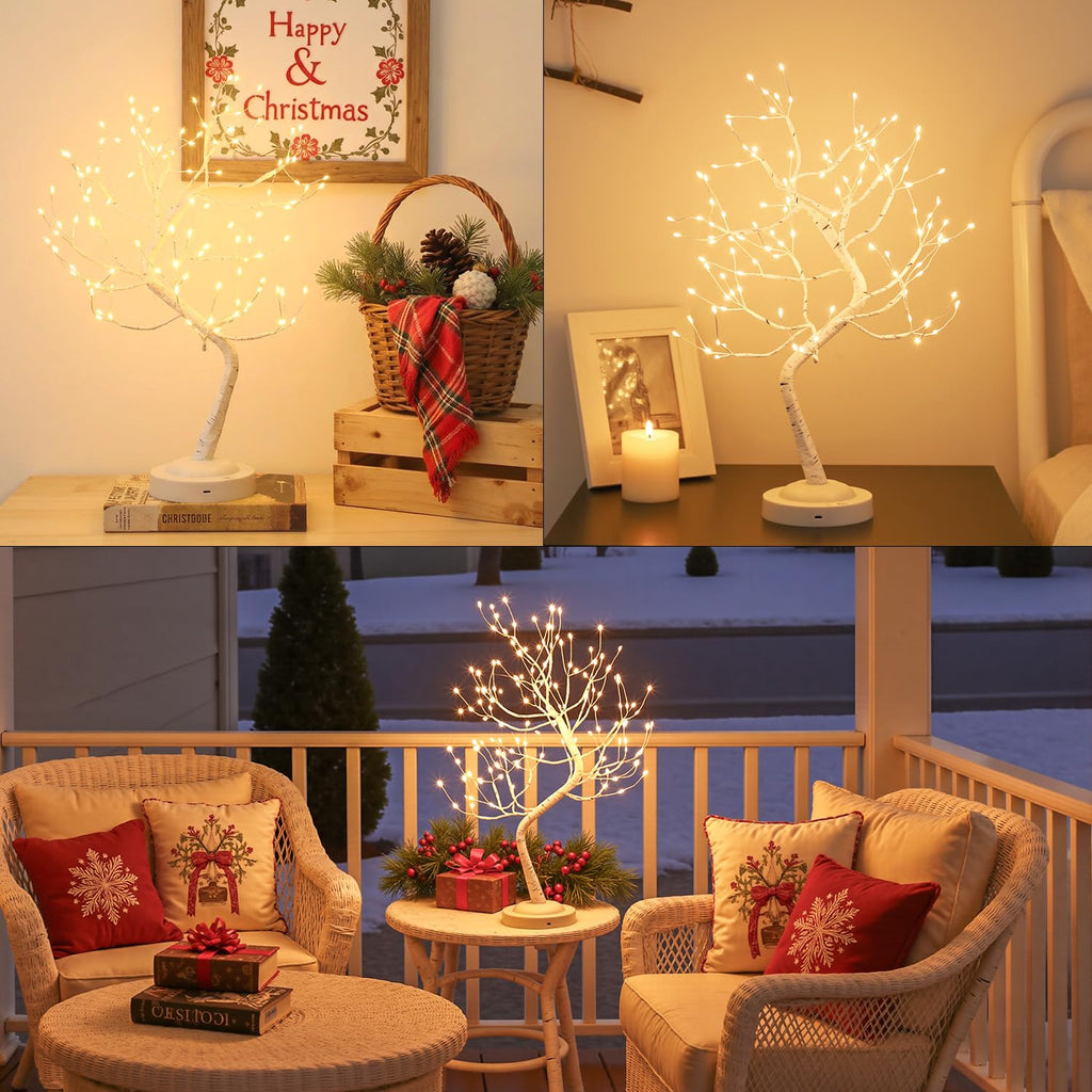Warm White 108 LED Artificial Birch Tree Lights E683557
