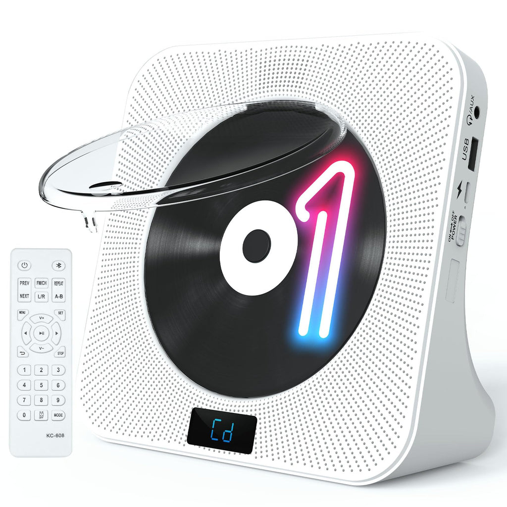 White Portable CD Player with Bluetooth O5198