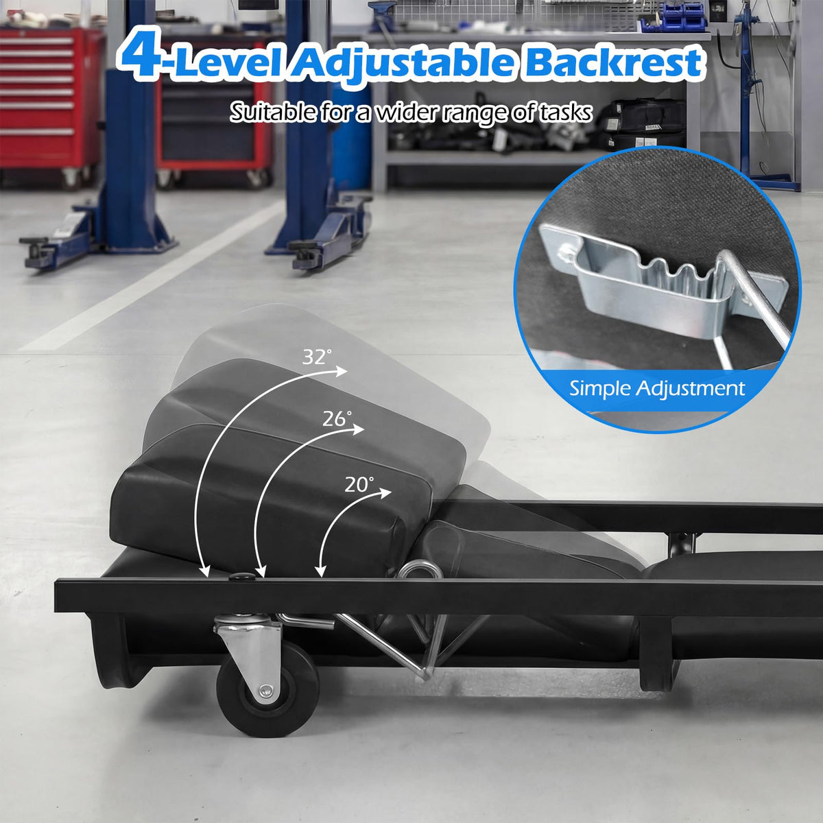 40 Inch Padded Rolling Creeper with 6 Swivel Casters M985