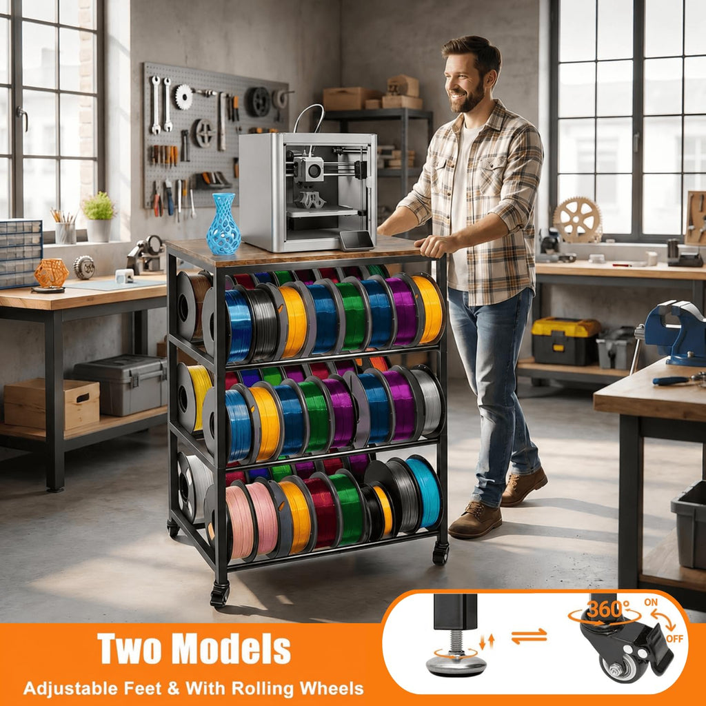 4-Tier 3D Printer Stand with Filament Storage and Wheels R171841
