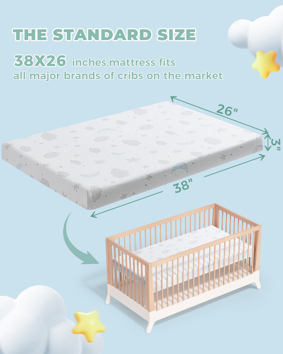 38x26'' Breathable Soft Plush Memory Foam Pack and Play Mattress I2216