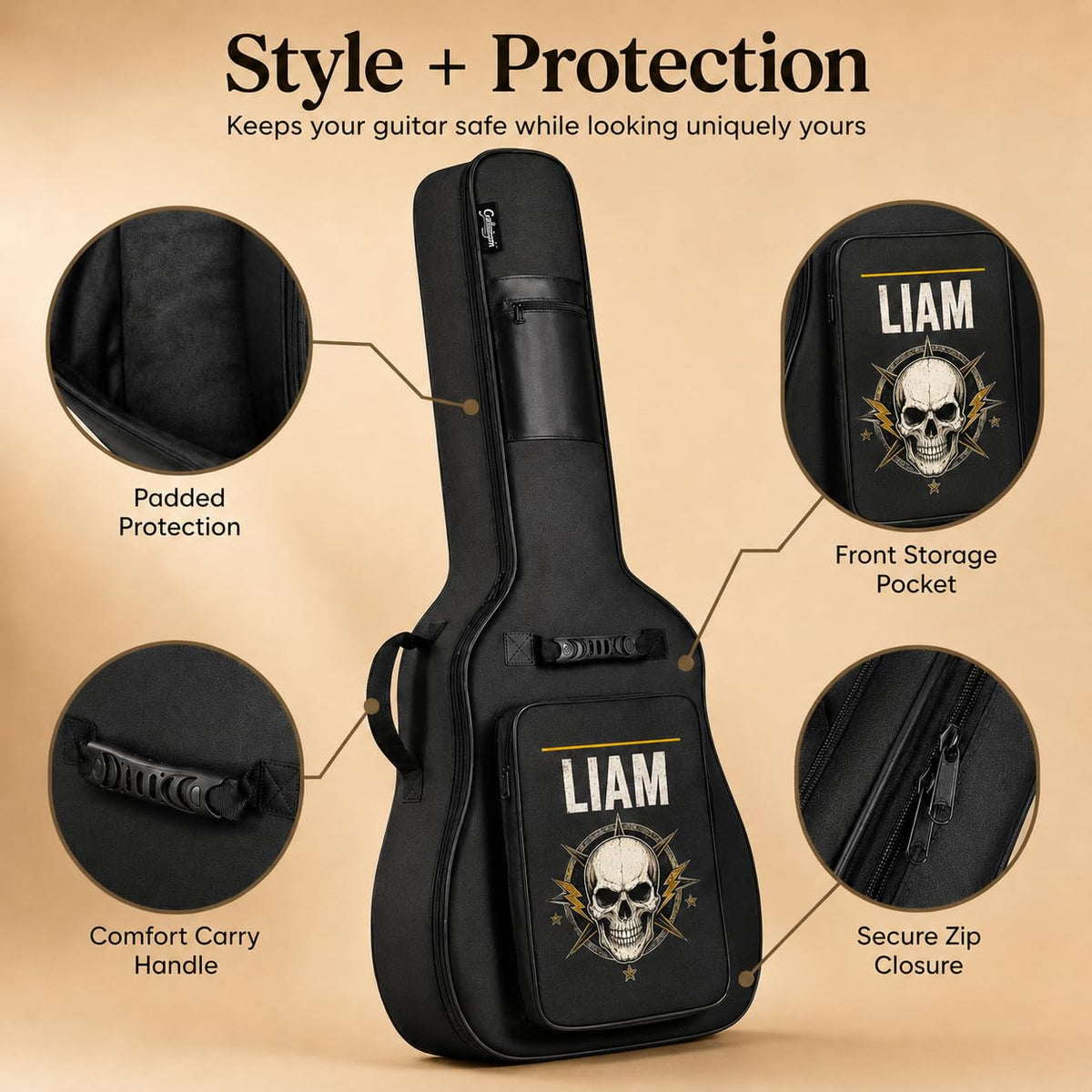 Soft Water Resistant Padded Guitar Gig Bag with Shoulder Straps and Pockets L29432