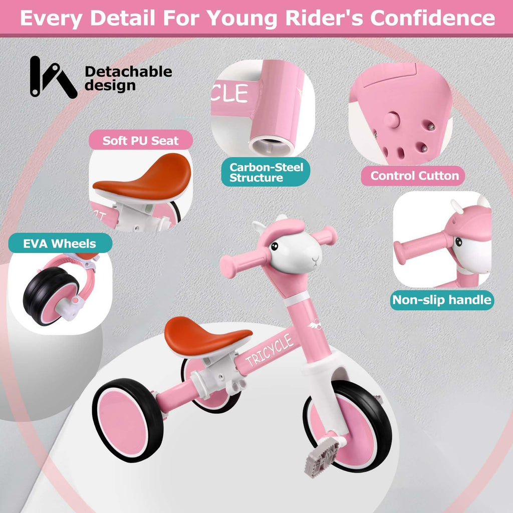 4-in-1 Kids Tricycle with Light & Music K628525