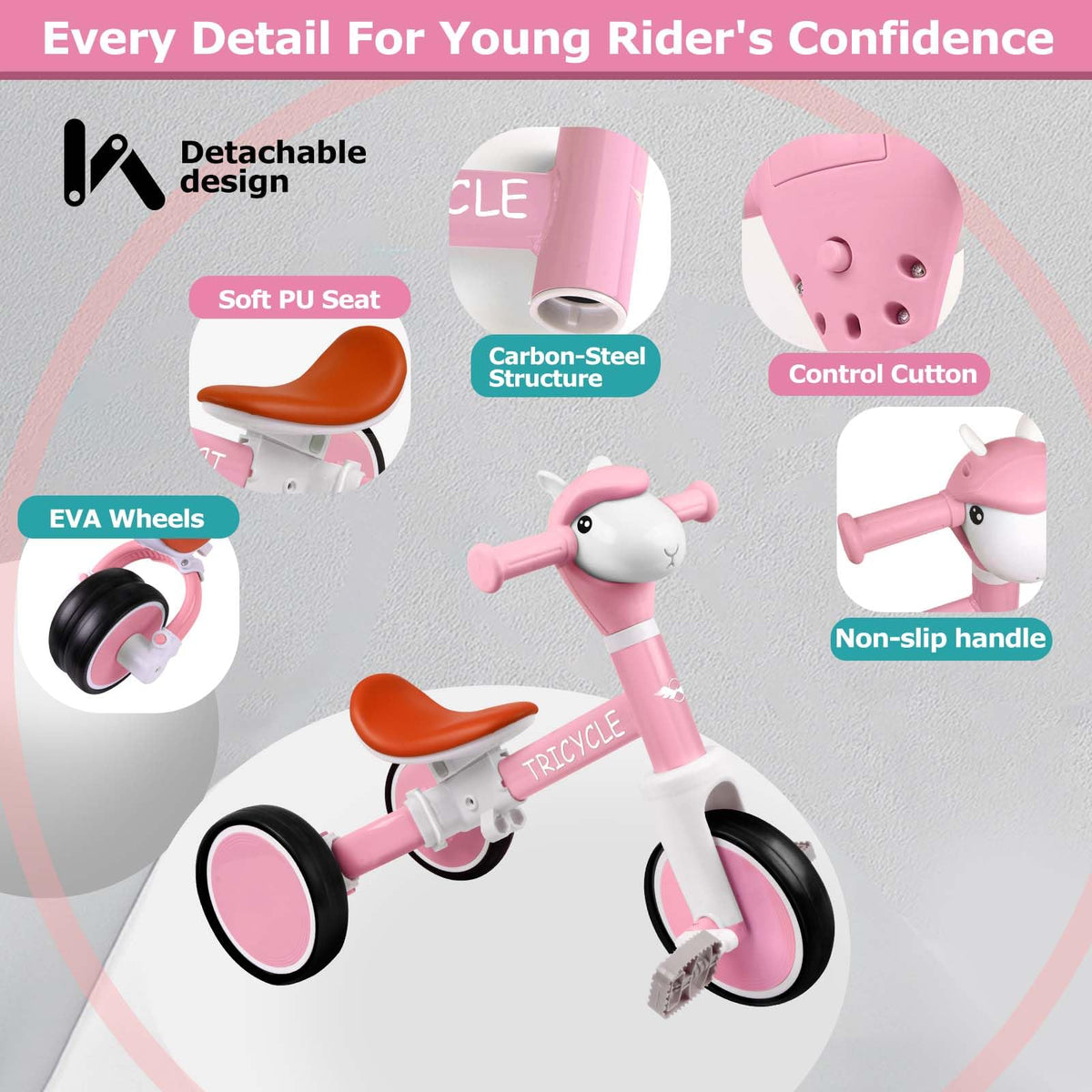 4-in-1 Kids Tricycle with Light & Music K628525