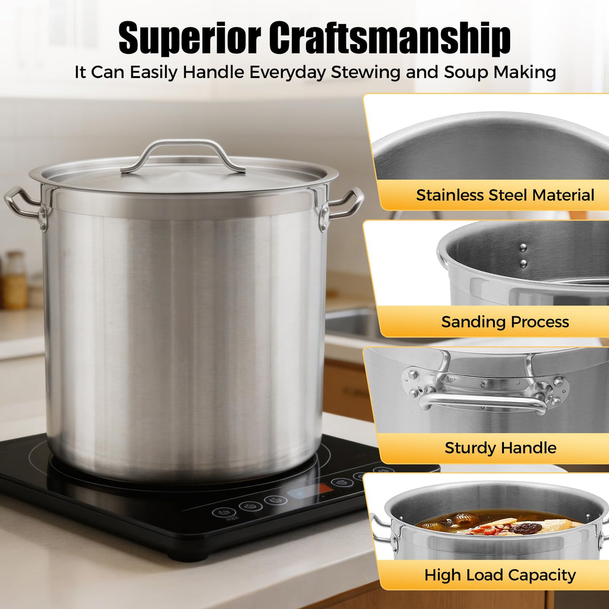 50 Quart Stainless Steel Stockpot with Lid D842189