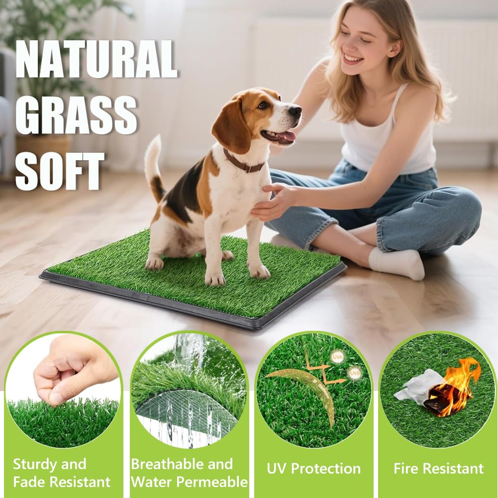 Reusable Pet Grass Potty with 2-Pack Replaceable Artificial Grass M554346