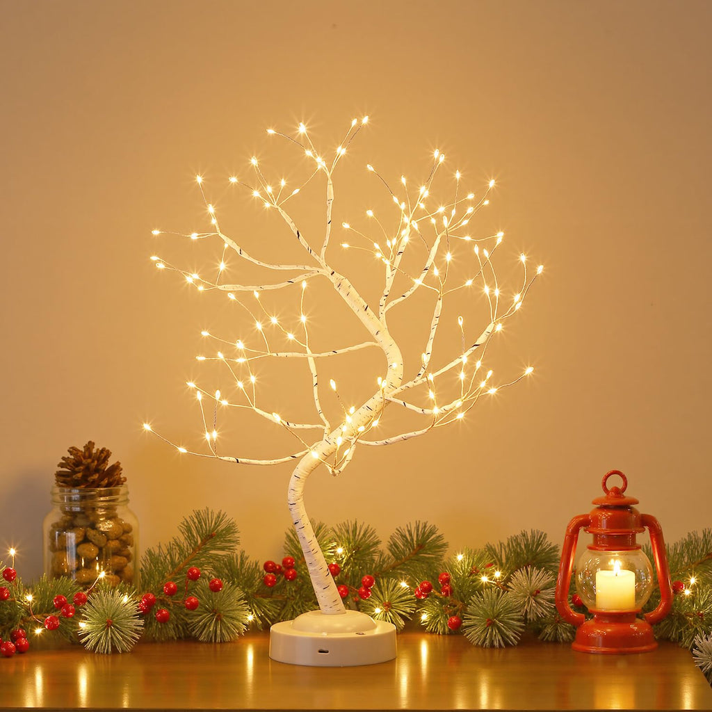 Warm White 108 LED Artificial Birch Tree Lights E683557