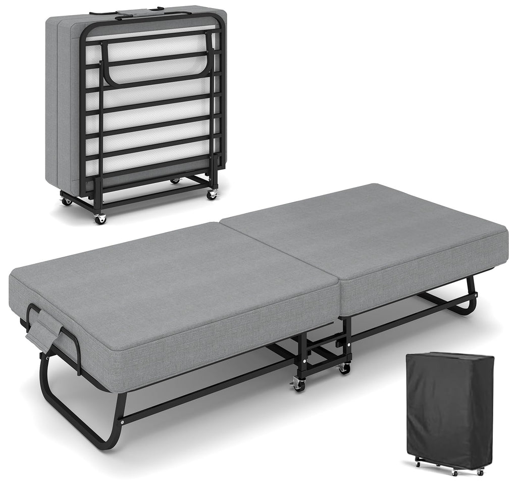 Folding Bed with Mattress and Metal Frame Z551076