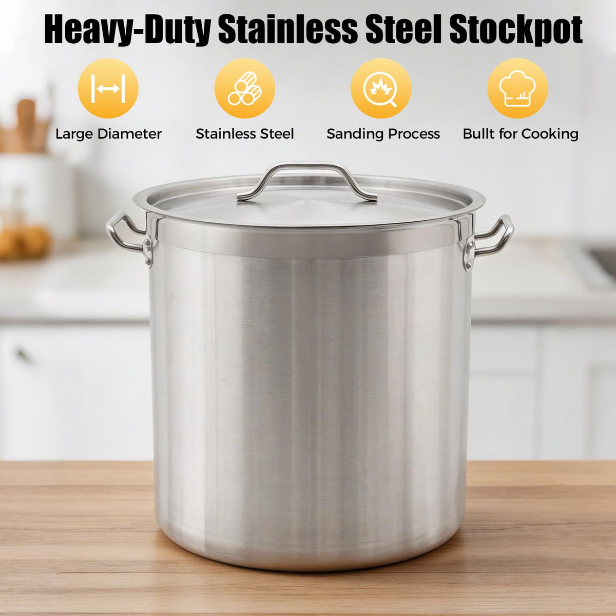 50 Quart Stainless Steel Stockpot with Lid D842189