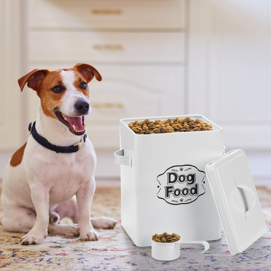 5-7 Lbs Metal Dog Food Storage Container with Lid and Scoop P4724