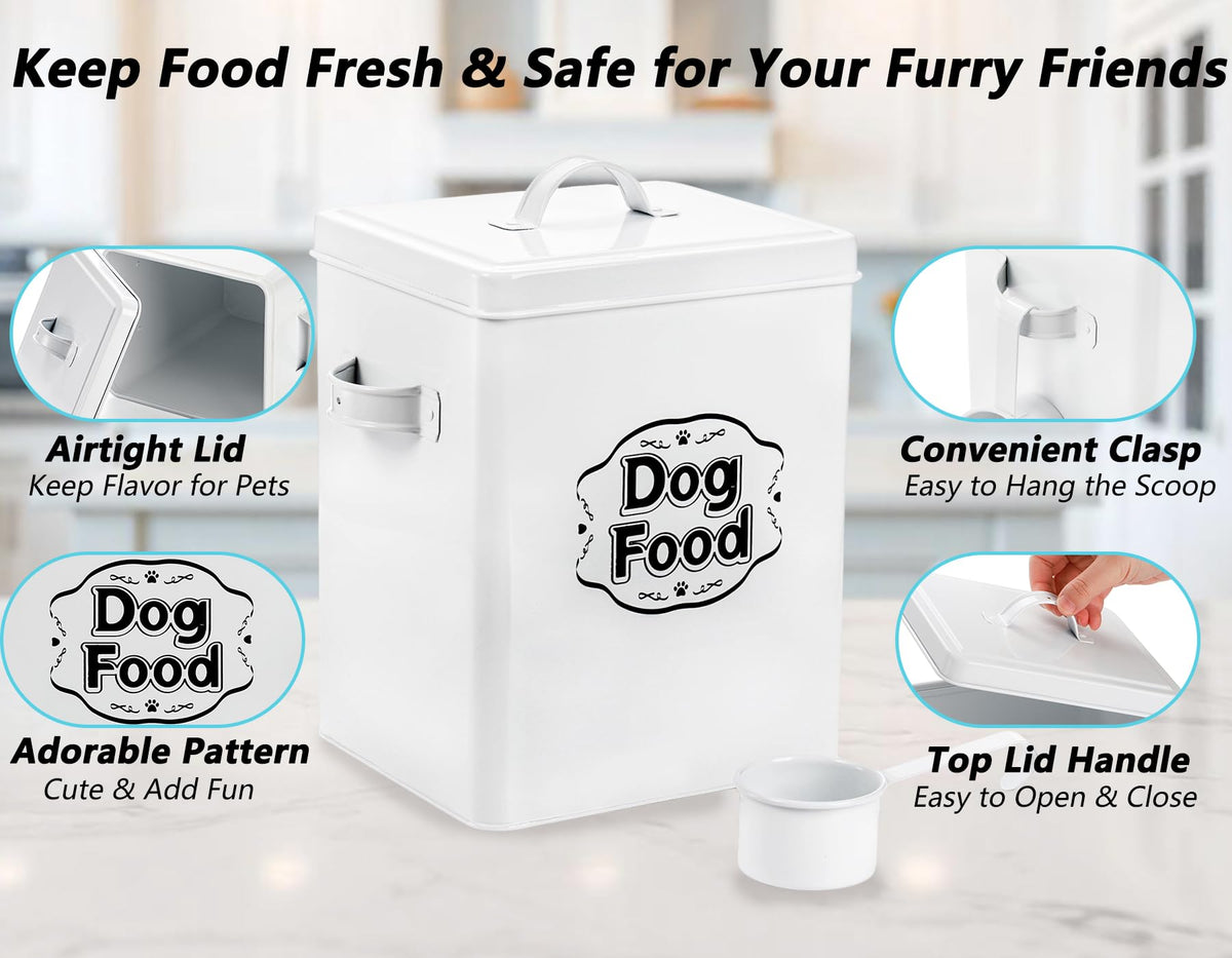 5-7 Lbs Metal Dog Food Storage Container with Lid and Scoop P4724