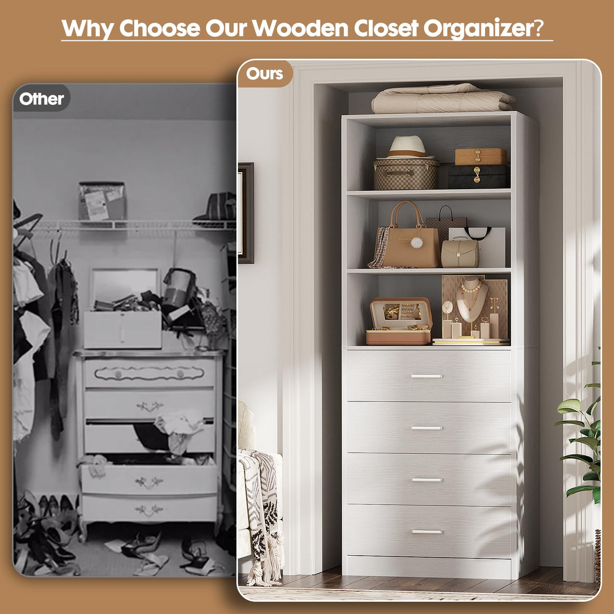 Wood Closet Organizer with 4 Drawers M32455