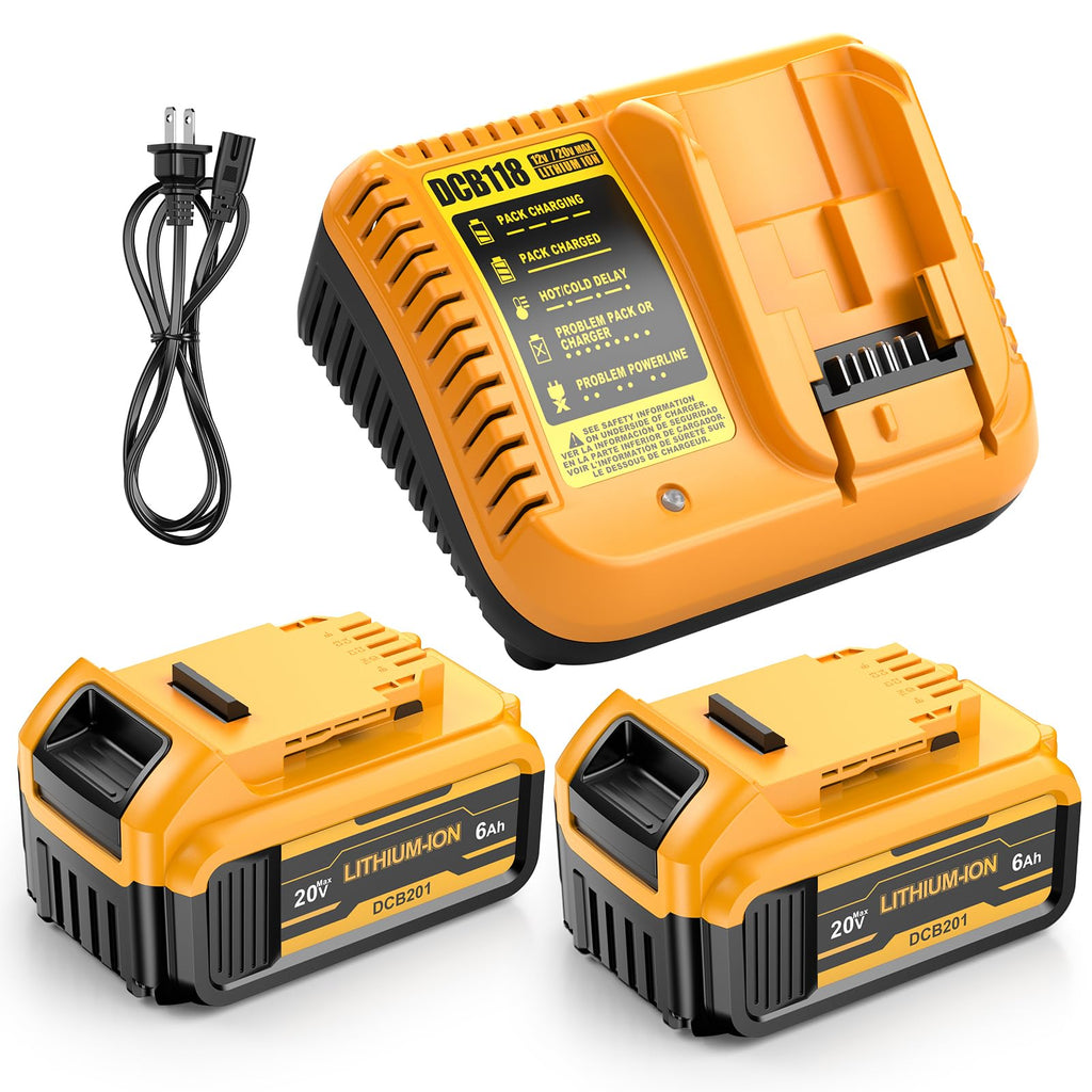 2 Pack 20v Max 6.0mAh Replacement Battery with Charger Station D46935