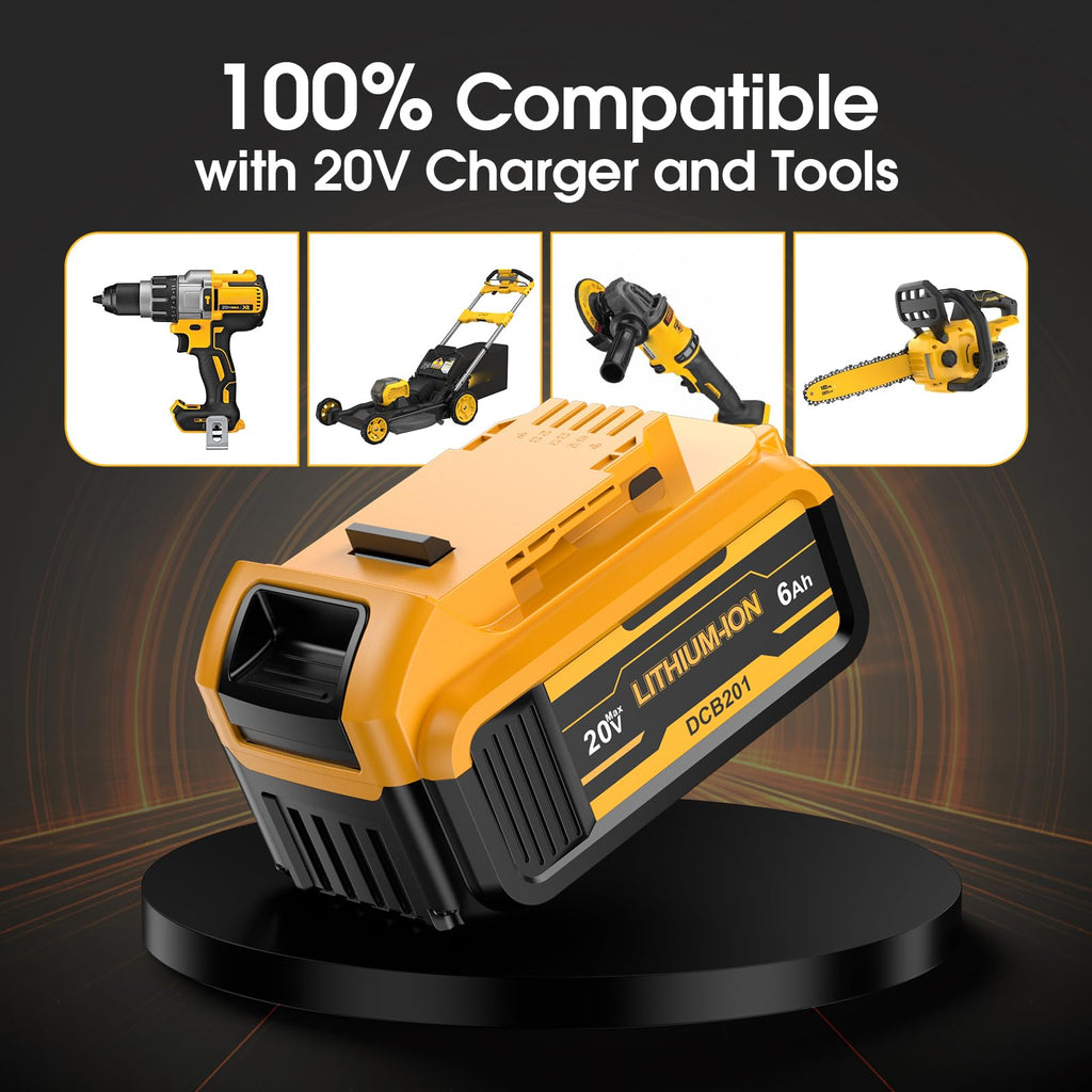 2 Pack 20v Max 6.0mAh Replacement Battery with Charger Station D46935