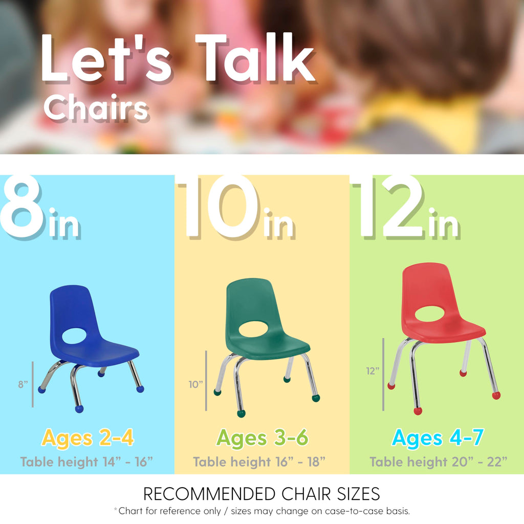 12" School Stack Chair with Ball Glides, Navy, 6-Pack A68375