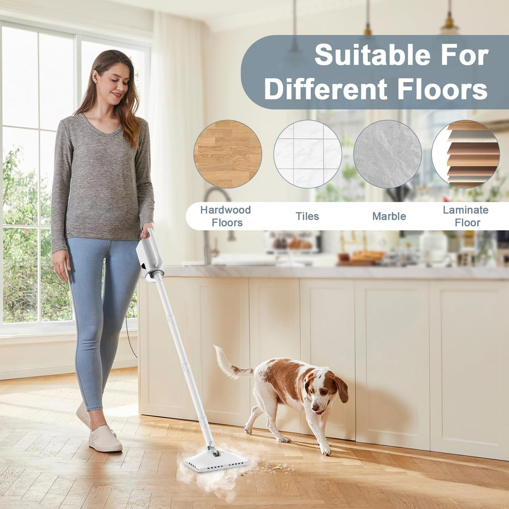 1200W Rotatable Steam Mop with 2 Modes, 400ML Tank, 23FT Cord F814