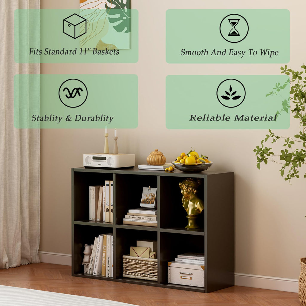 Black 6-Cube Storage Shelf Bookcase X562565