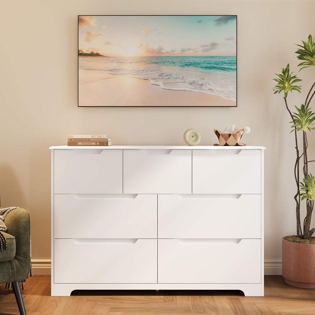White 7 Drawer Dresser S47482