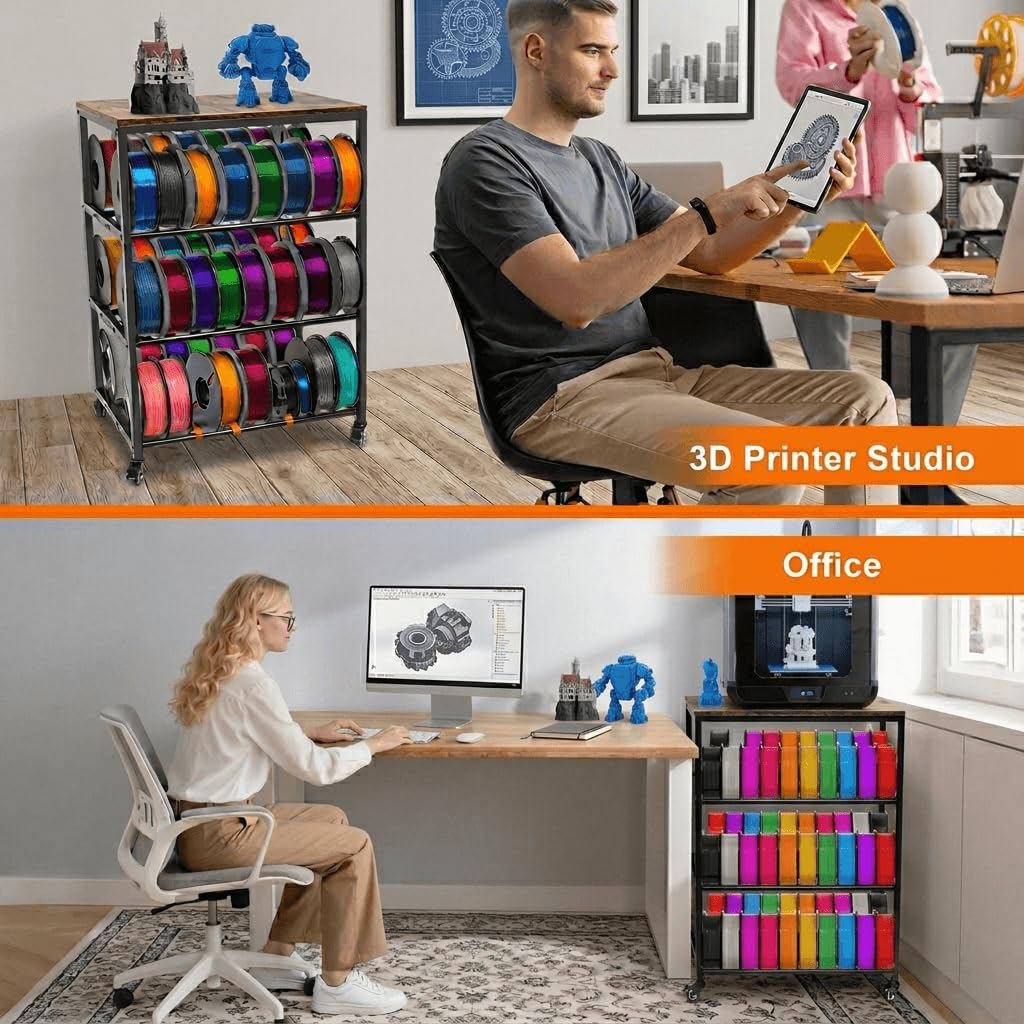 4-Tier 3D Printer Stand with Filament Storage and Wheels R171841