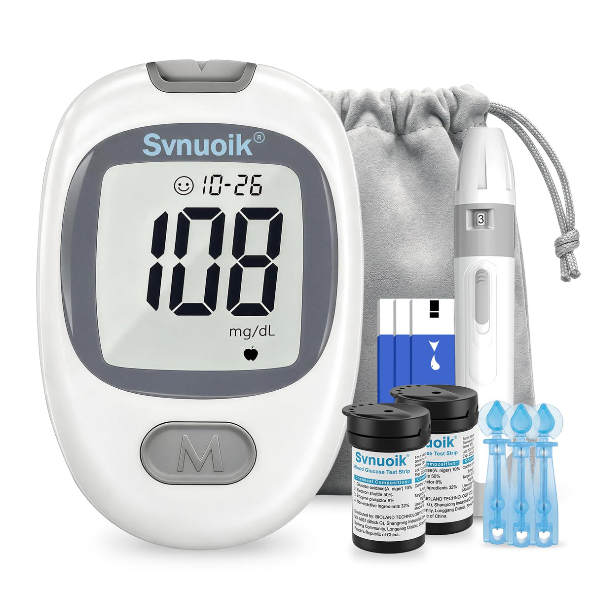 Blood Glucose Monitor Kit with 100 Strips & Lancets J75064
