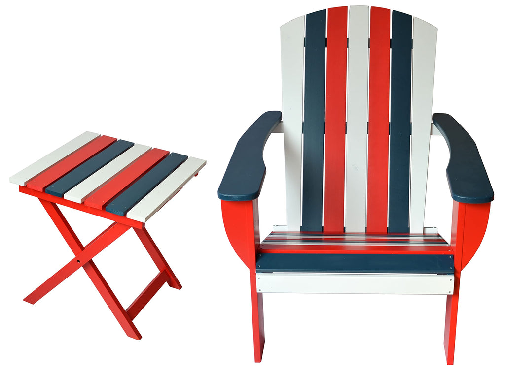 Solid Cedar Adirondack Chair with Bottle Opener and Folding Table O683