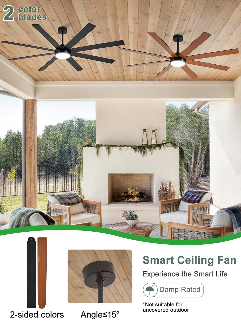 Black 72in Ceiling Fan with Lights W427