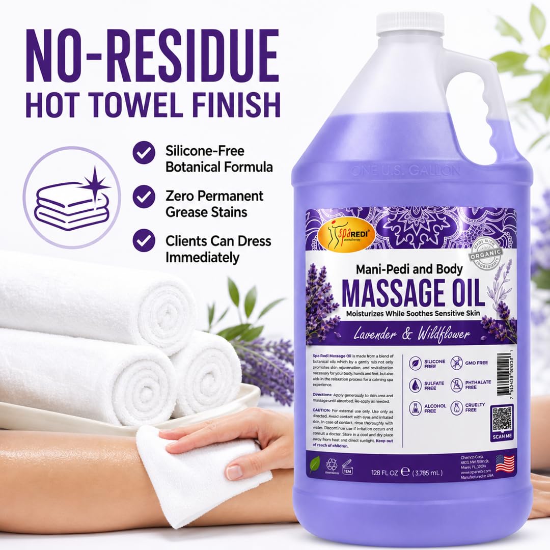 Lavender Massage Oil 128 Oz with Almond Cotton Seed Sunflower Avocado Oil F922569