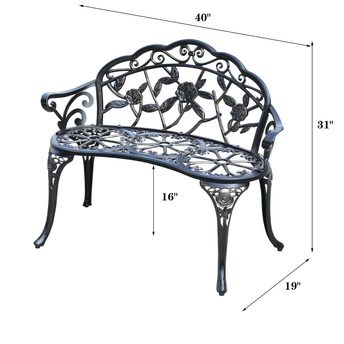 Cast Aluminium Outdoor Bench D610663