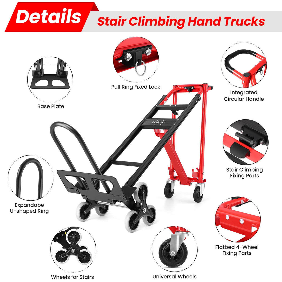 Heavy Duty 1000LBS 3 in 1 Convertible Folding Hand Truck Dolly Cart with Solid Wheels U32740