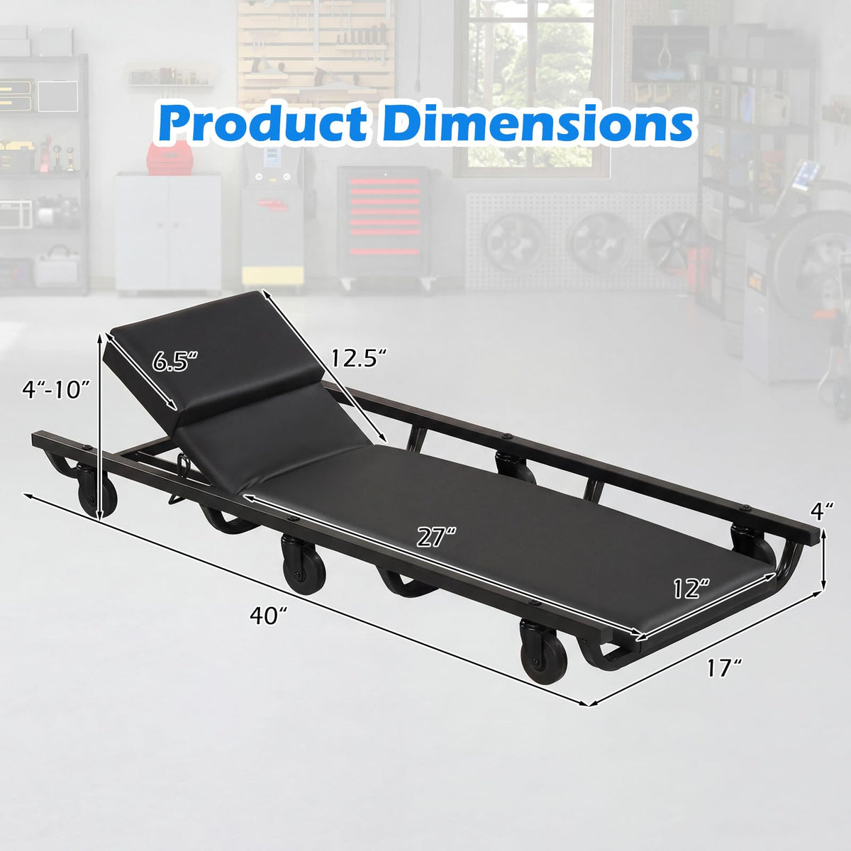 40 Inch Padded Rolling Creeper with 6 Swivel Casters M985