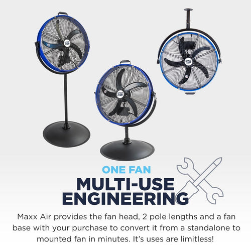 20" 3-In-1 Metal Pedestal Wall Floor Fan O203707