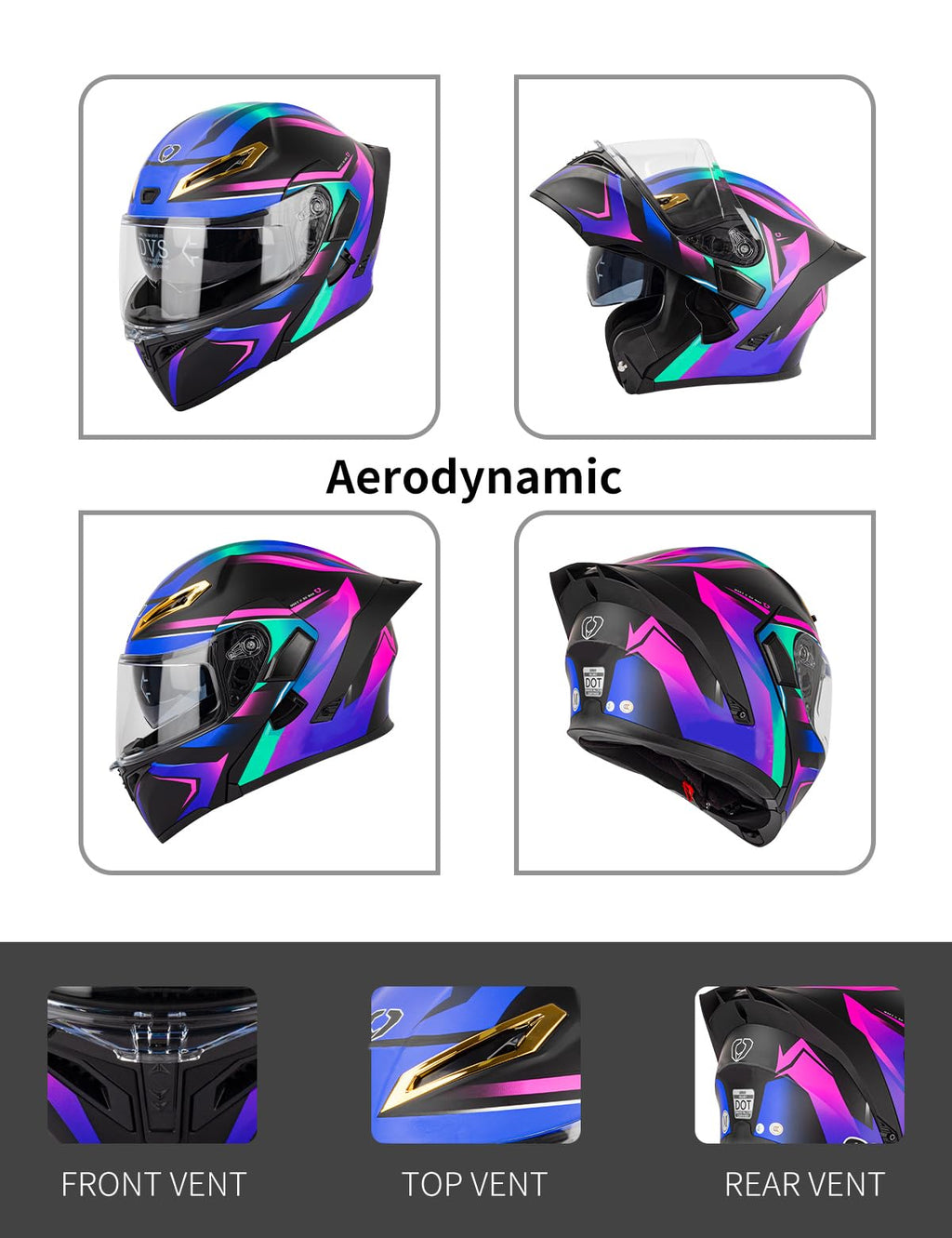 Bluetooth Modular Full-face Motorcycle Helmet C649