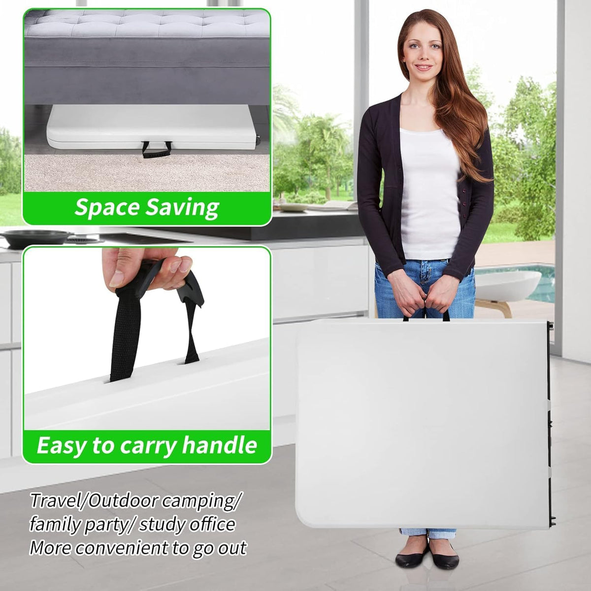 White 6FT Folding Table D868