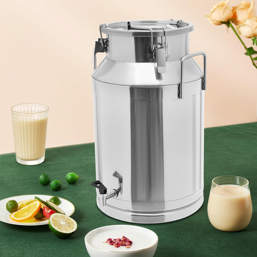 10 Gal Stainless Steel Milk Can Bucket with Faucet and Lid S129