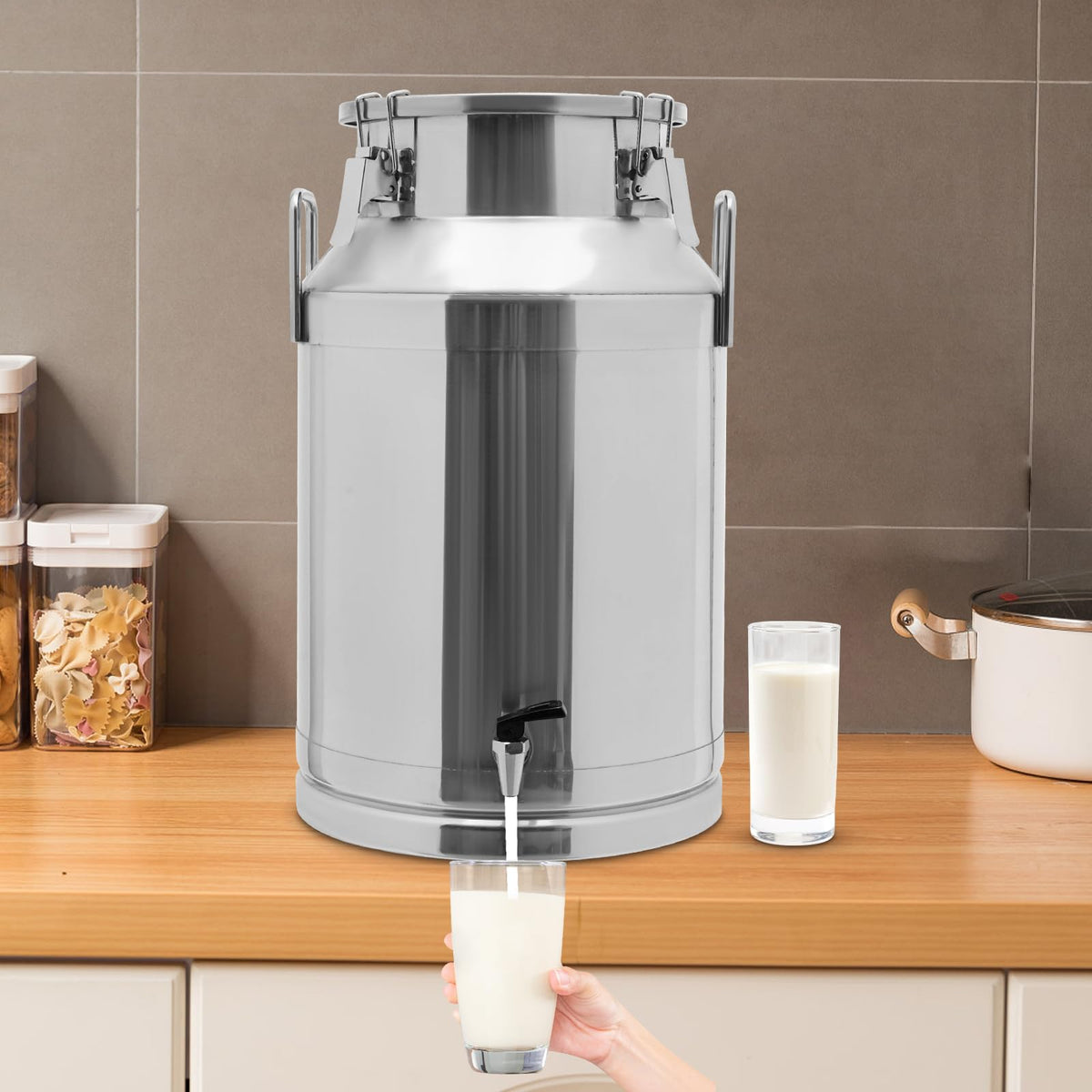 10 Gal Stainless Steel Milk Can Bucket with Faucet and Lid S129