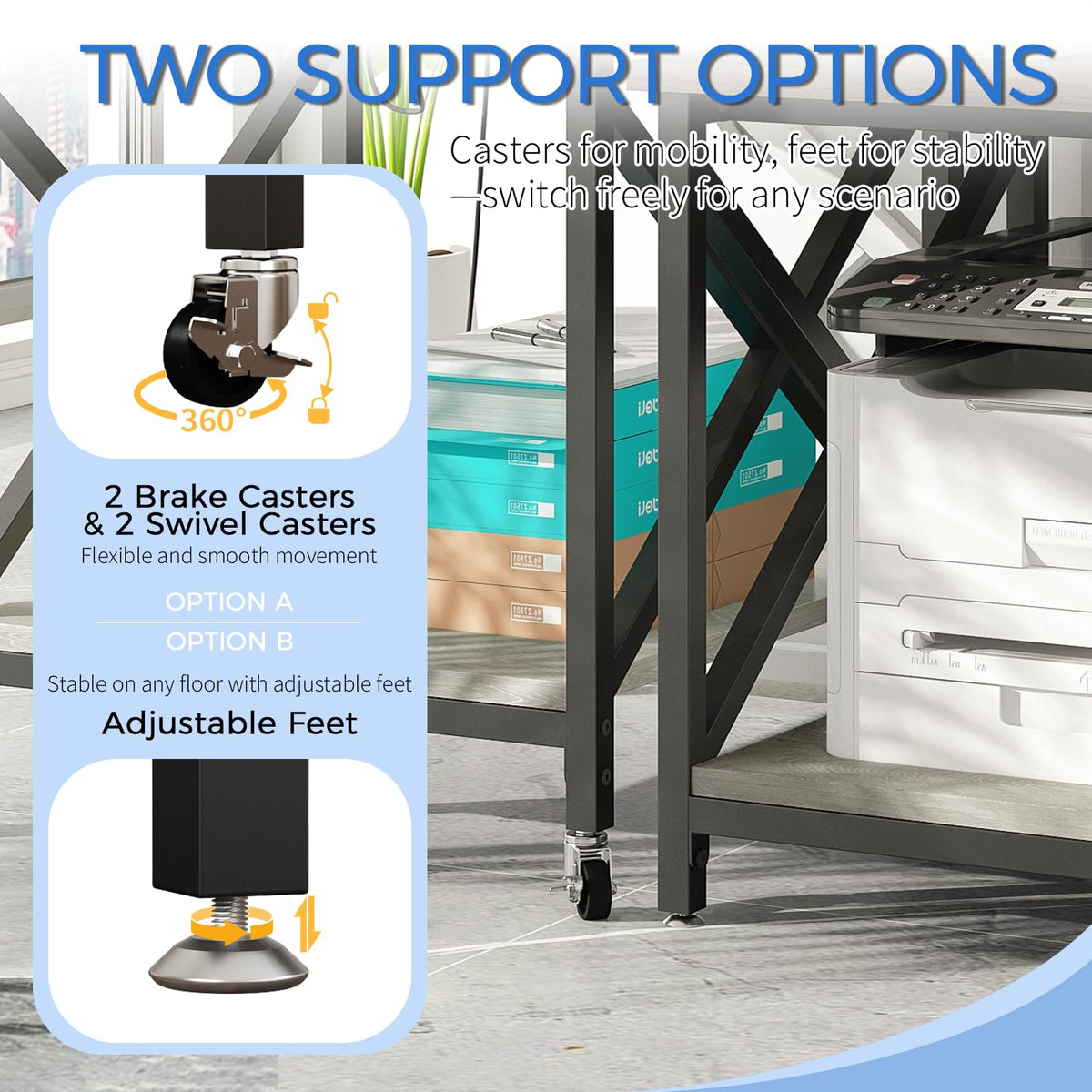 24"x23.6" Printer Stand with Power Outlet P129