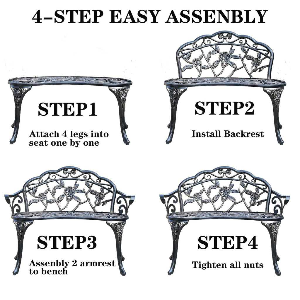 Cast Aluminium Outdoor Bench D610663