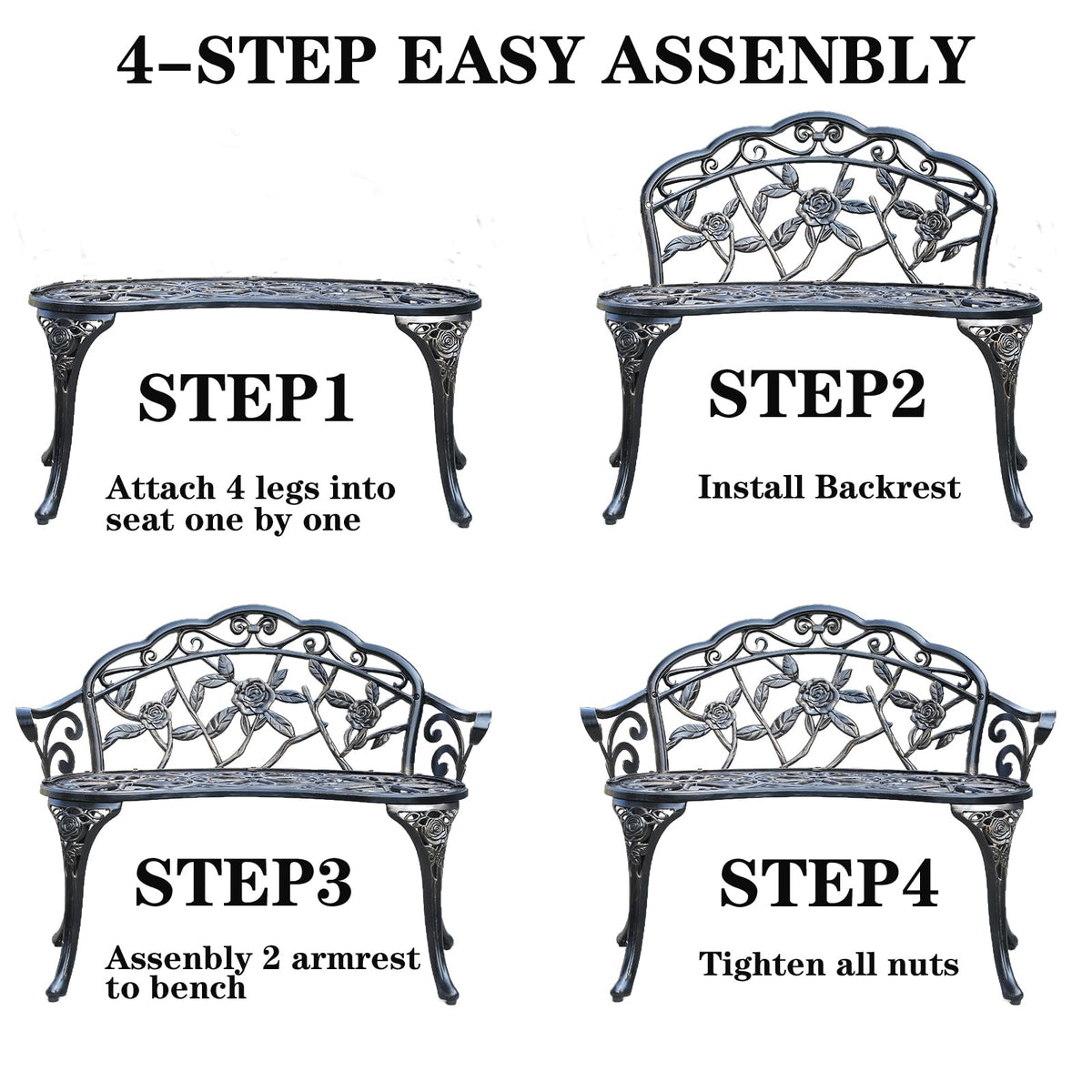 Cast Aluminium Outdoor Bench D610663