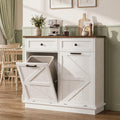 White Double Tilt Out Trash Can Cabinet with 2 Drawers B518224