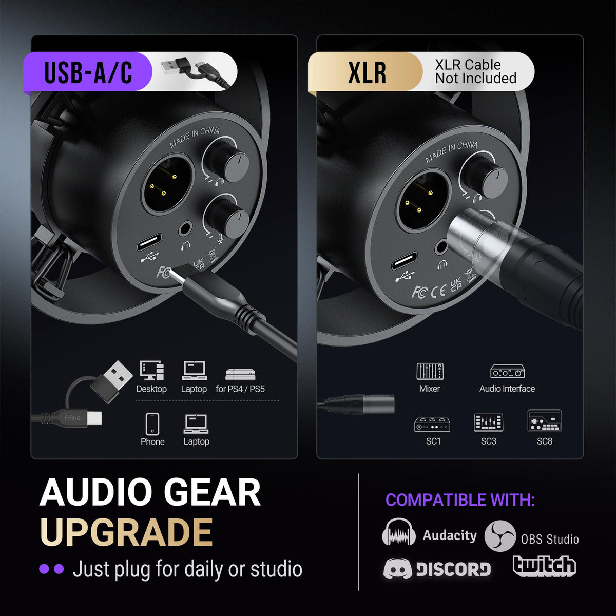 USB/XLR Dynamic Vocal Microphone Kit H9272