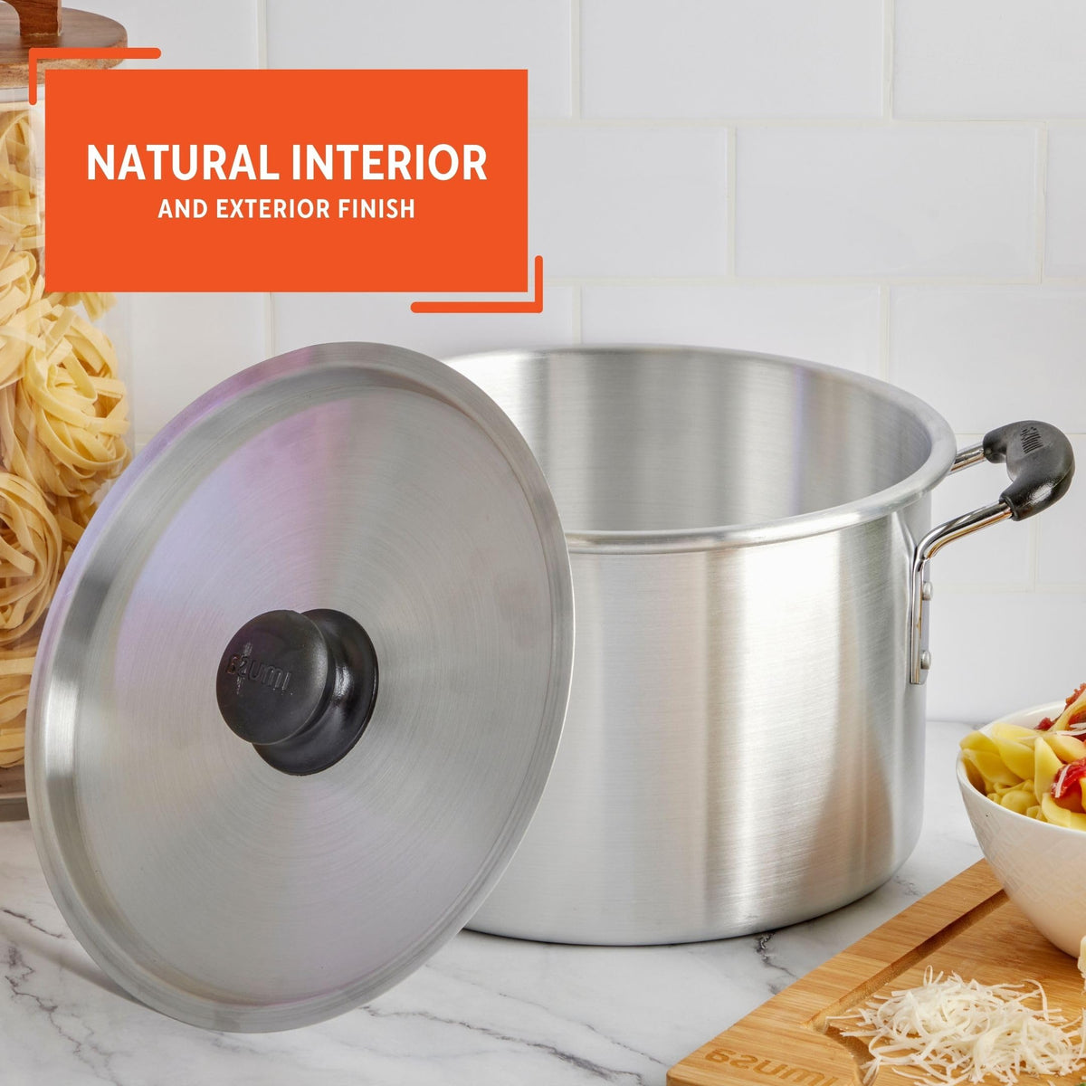 Silver 8 Quart Aluminum Stock Pot with Lid V90601