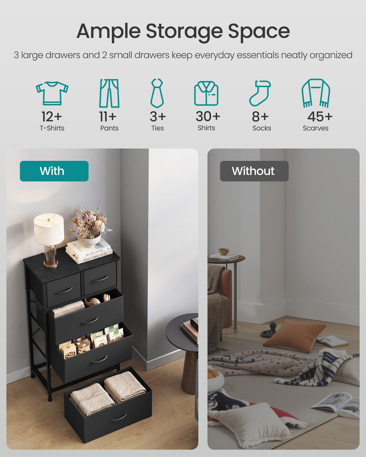 Tall Dresser with 5 Fabric Drawers T863849