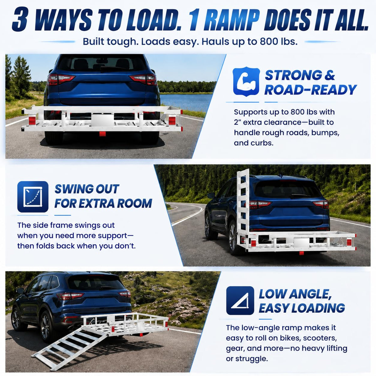 Aluminum Hitch Cargo Carrier with Ramp J820679
