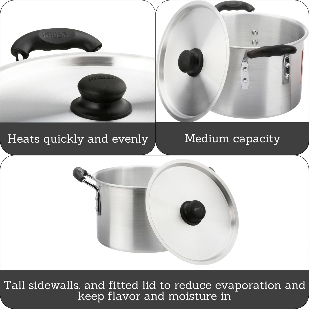 Silver 8 Quart Aluminum Stock Pot with Lid V90601