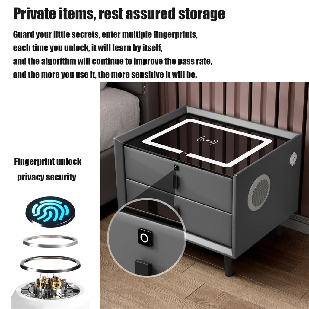 Pink 3 Drawer Smart Bedside Table with USB Charging H8519
