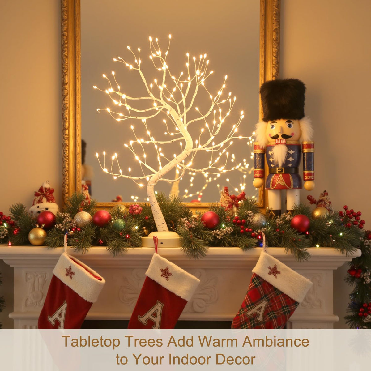 Warm White 108 LED Artificial Birch Tree Lights E683557