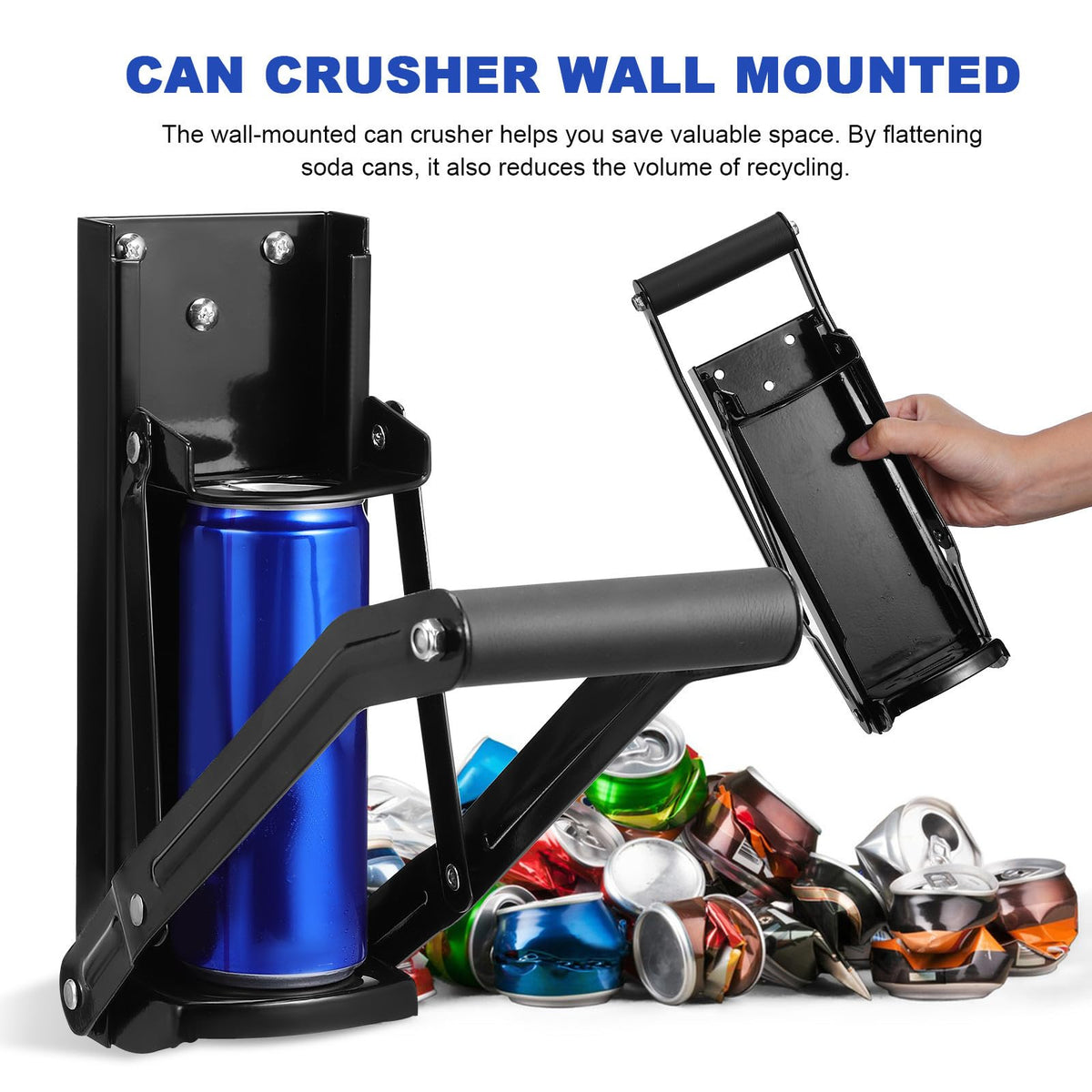 Wall Mounted Stainless Steel Can Crusher with Built in Opener T2025