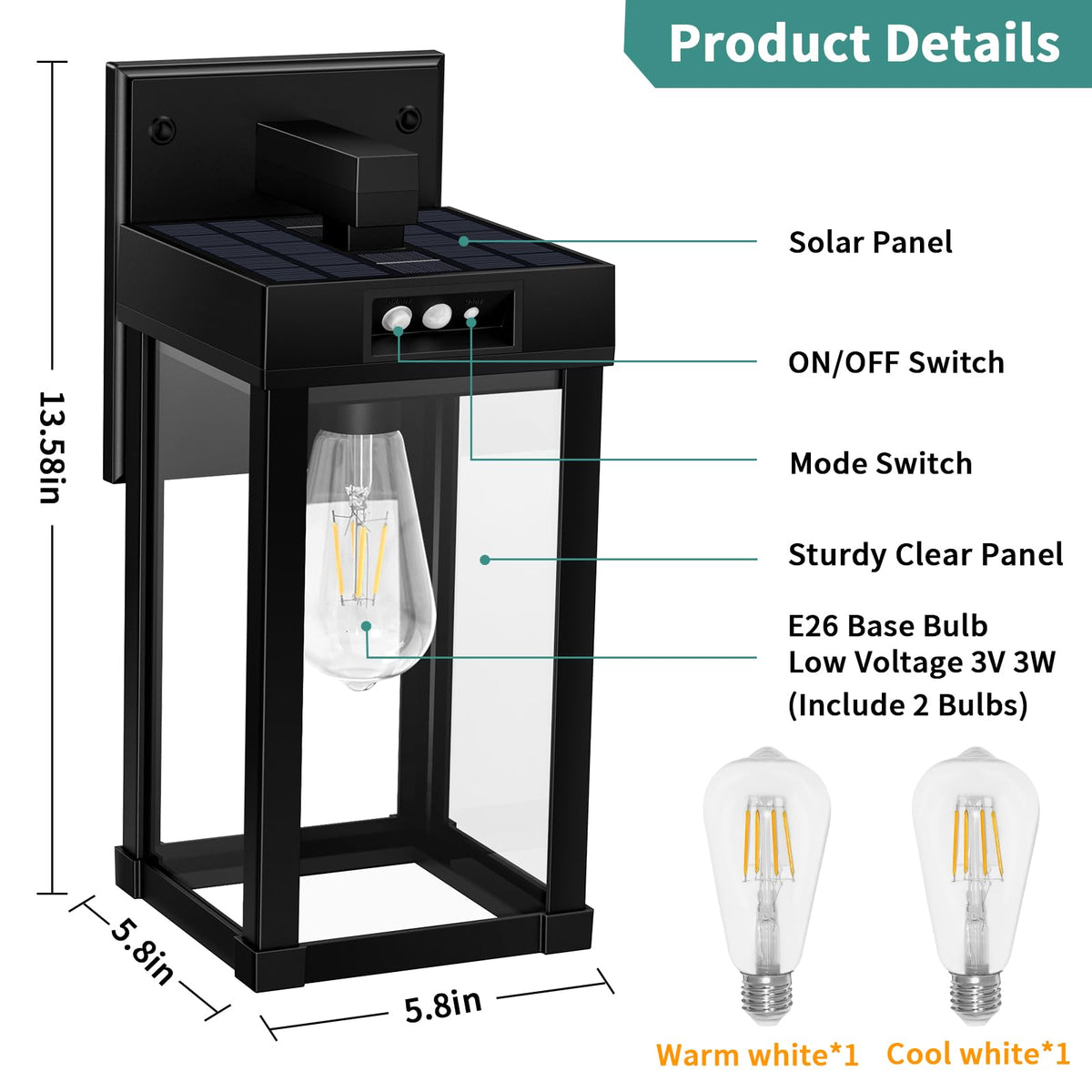 Solar Wall Lights Outdoor with Motion Sensor V1479