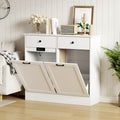 White 2 x 10 Gallon Wooden Tilt Out Trash Can Cabinet H942